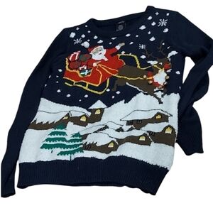 Rue21 crazy Christmas sweater Santa raindeer jingle bells size s